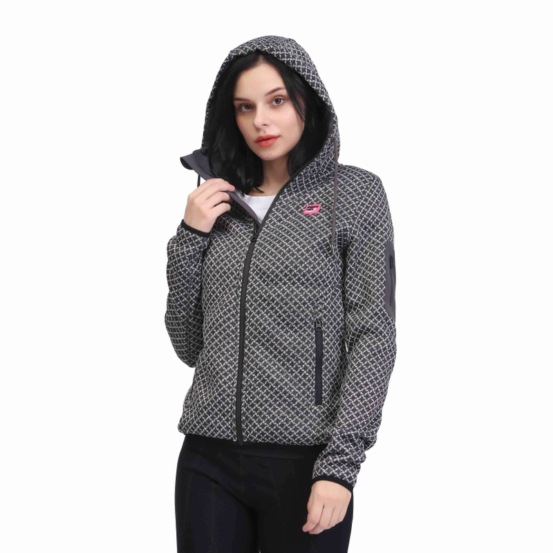 Las chaquetas de sudadera con sudadera con capucha con cremallera de vellón calientes de imprenta de mujeres