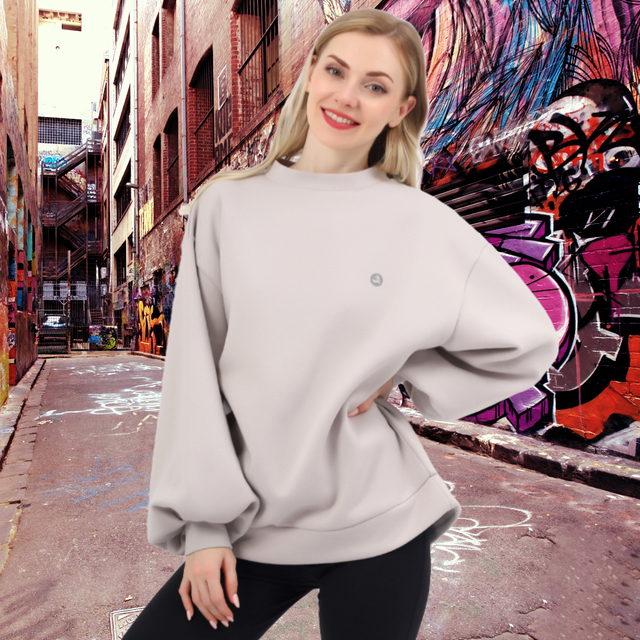 Mujeres sudaderas de cuello tripulada de gran tamaño Batwing Hollow Out Back Swolloper Drop de hombro