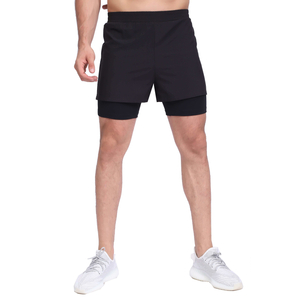 Entrenamiento para hombres 2 en 1 que dirige pantalones cortos de entrenamiento de gimnasio liviano de gimnasio