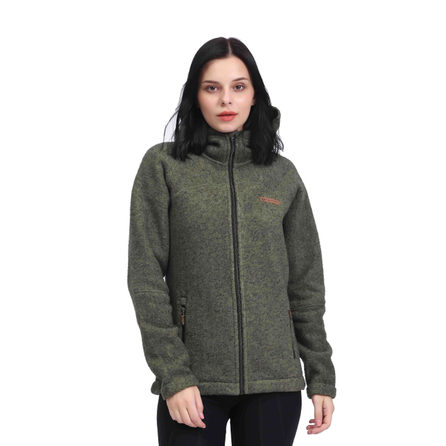 Sudadera con capucha térmica de forro polar pesado con cremallera completa para mujer