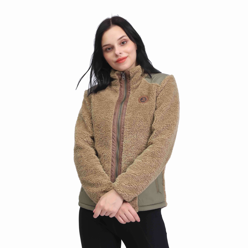 Chaquetas cortas de Sherpa para mujer Abrigo de lana de retazos con bolsillos con cremallera
