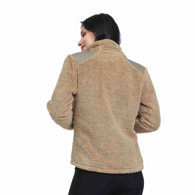 Chaquetas cortas de Sherpa para mujer Abrigo de lana de retazos con bolsillos con cremallera