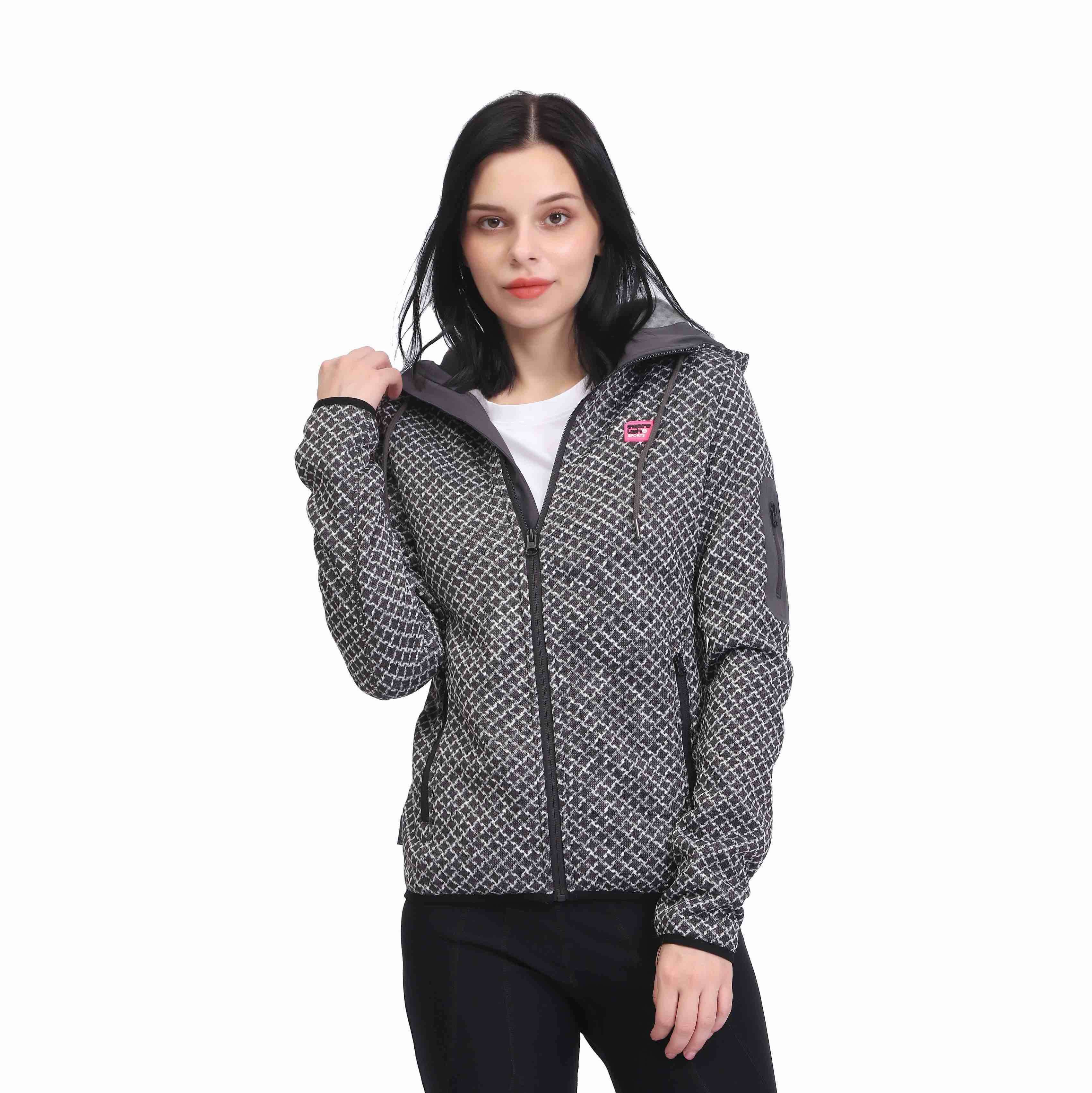 Las chaquetas de sudadera con sudadera con capucha con cremallera de vellón calientes de imprenta de mujeres