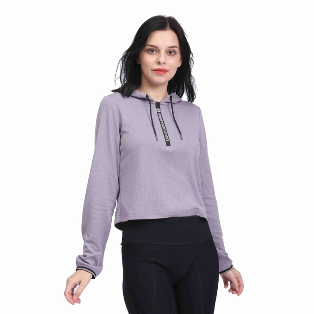 Sudadera con capucha y top corto de entrenamiento de manga larga para mujer