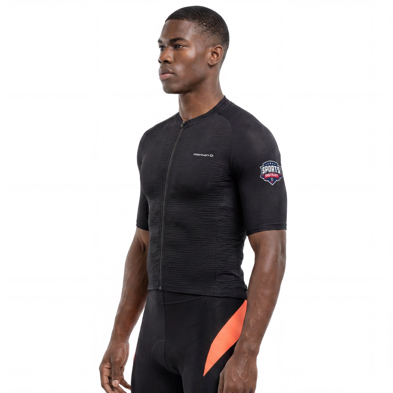 Maillot ciclista de diseño tonal de manga corta raglán con panel de peso medio
